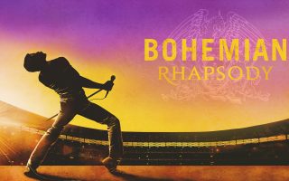 A poster for the film Bohemian Rhapsody. The artwork shows the lead singer, Freddie Mercury, on stage at Live Aid. The movie's logo is on the right of the frame